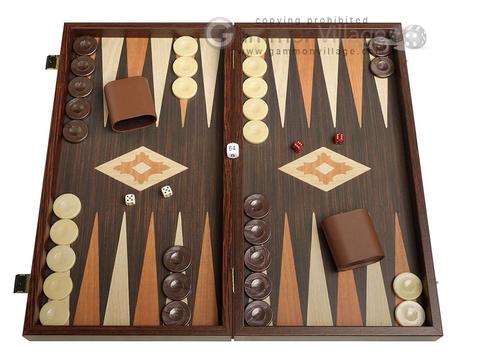 Manopoulos Walnut Backgammon Set Hand Made in Greece 