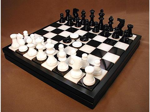 Chess & Checkers Set - Alabaster Black
