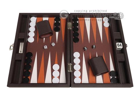 13-inch Premium Backgammon Set - Dark Brown