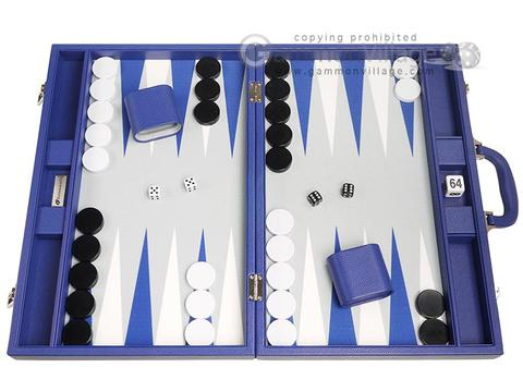 19-inch Premium Backgammon Set by Silverman & Co. - Indigo Blue