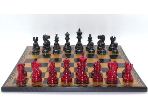 Elegant Chess Set Cabinet Staunton Wood Chessmen Storage Drawer 9.8 x 9.8 Inch