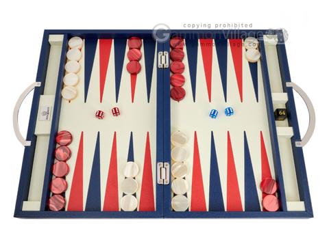 Zaza & Sacci® Leather Backgammon Set - Model ZS-200 - Travel - Blue