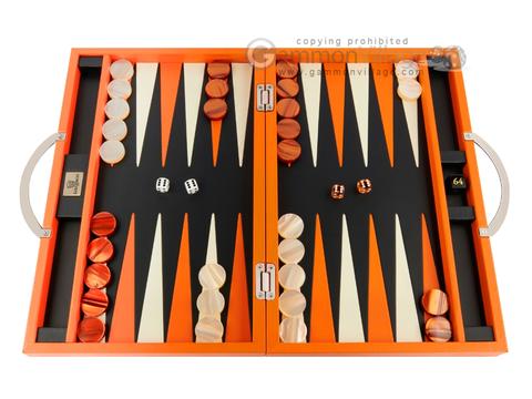 Zaza & Sacci® Leather Backgammon Set - Model ZS-200 - Travel - Orange