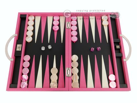 Zaza & Sacci® Leather Backgammon Set - Model ZS-200 - Travel - Pink