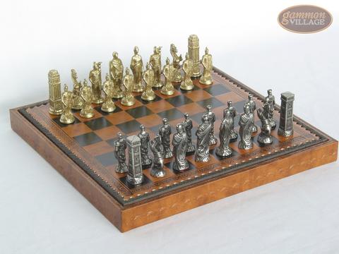BRASS METAL Spike Qn Staunton Chess Set Gold & Black Cherry Color Storage Board 