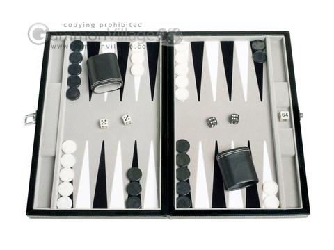 15-inch Leatherette Travel Backgammon Set - Inlaid Velvet Field
