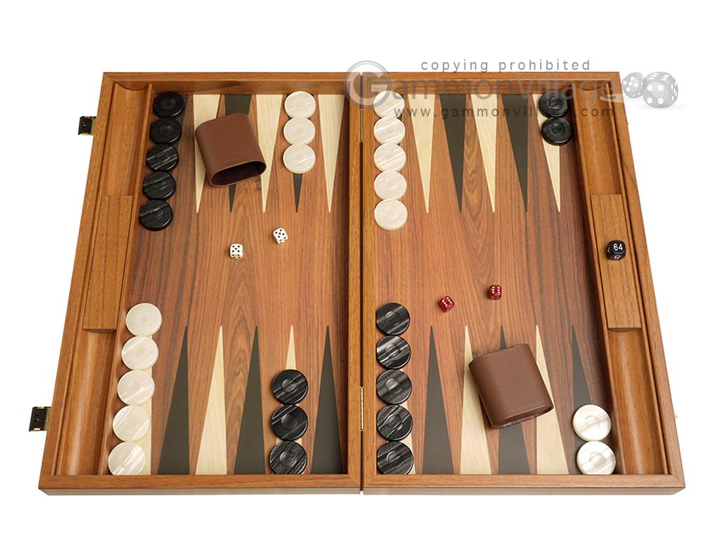Black Field Black Wood Backgammon Set Large Wooden Board 
