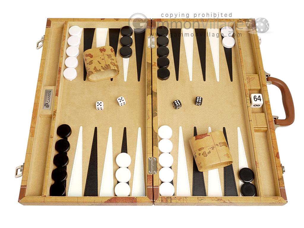 18-inch Luxurious Map Backgammon Set Brown Board