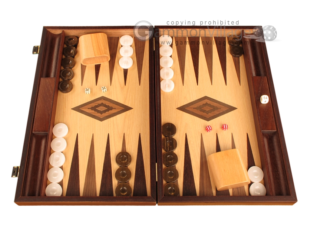 White Zebrano Backgammon Set - Large - Oak Field