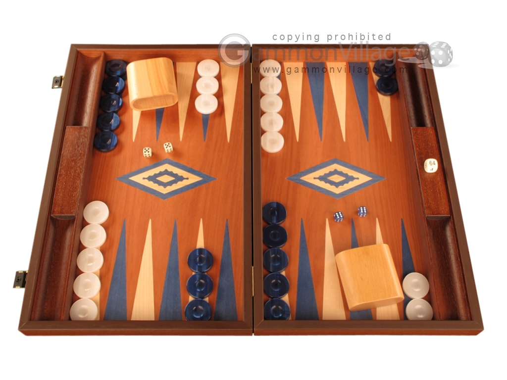 Manopoulos Traditional Mahogany wood Backgammon-Chess Set Olive checkers 