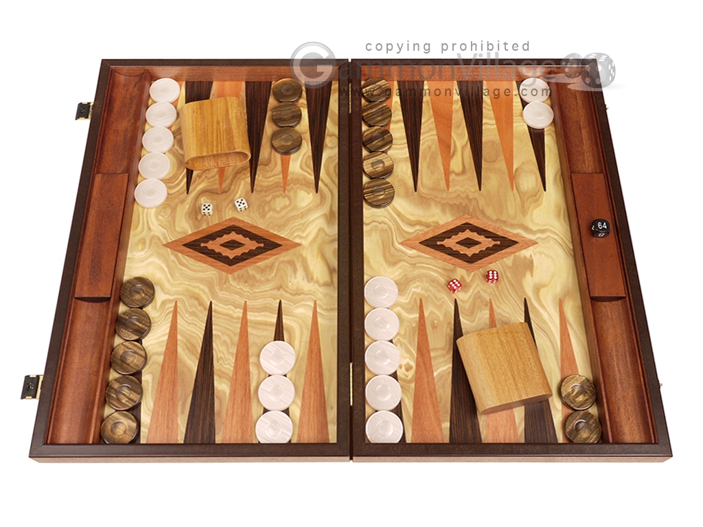 Unique Olive Wood Backgammon and Chess Board Game Set Medium