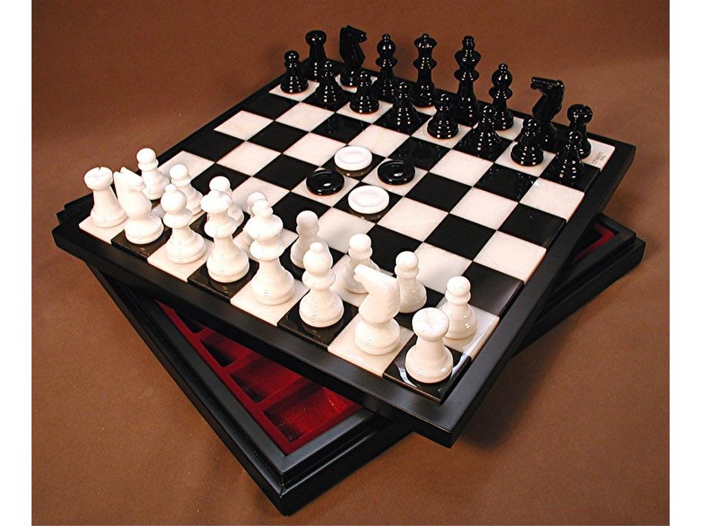 Chess Set Gaming Table - Smoked/Black (HGDA879)