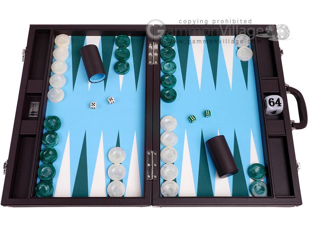 Wycliffe Brothers 21" Tournament Backgammon Set Black Case Red Field 
