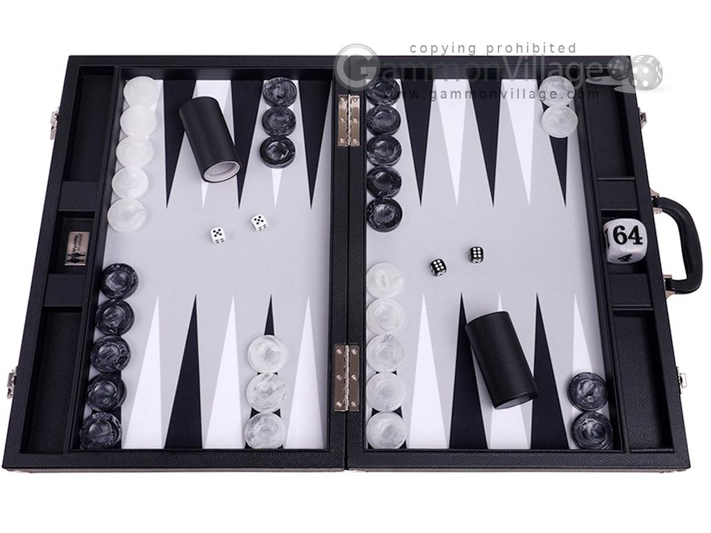 Wycliffe Brothers® 21-inch Tournament Backgammon Set - Black Case with Grey  Field - Masters Edition