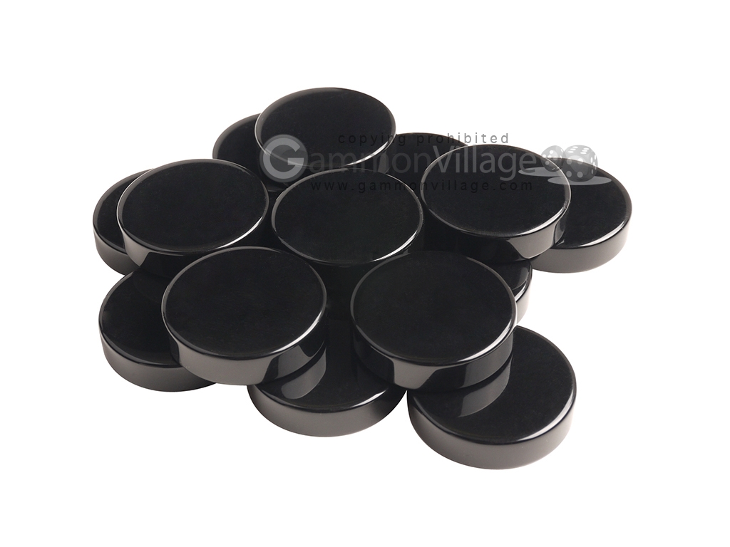 1-1/4" dia - Set of 15 Black color NEW Backgammon Stones Discs, Chips 