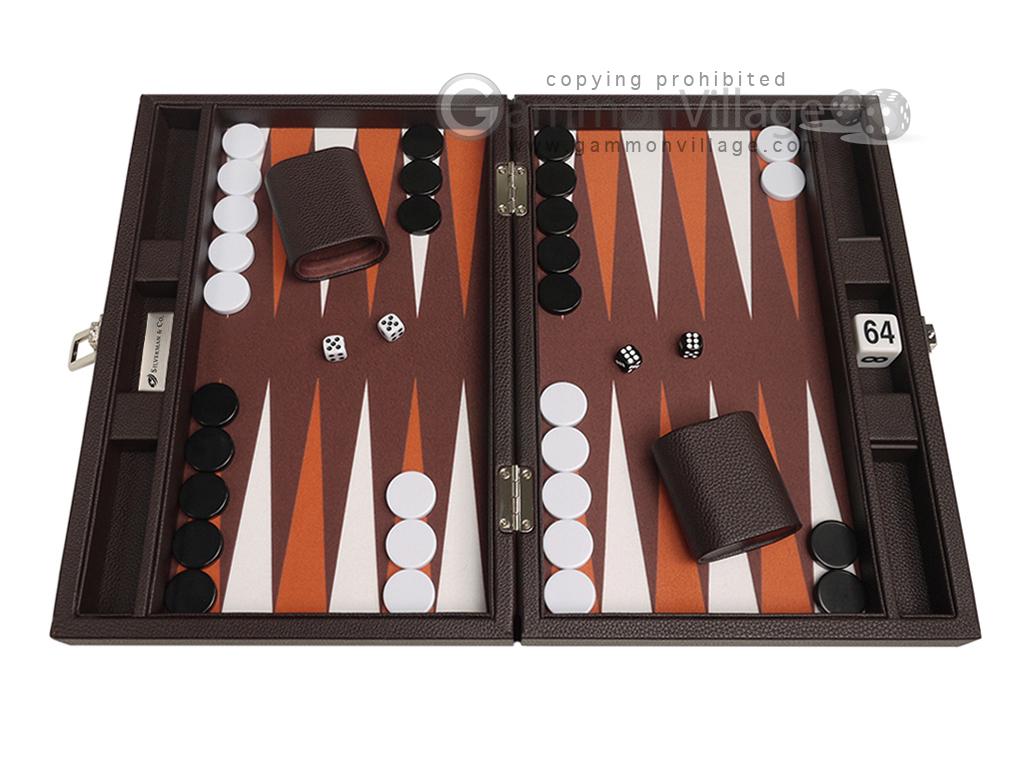13-inch Premium Backgammon Set - Dark Brown