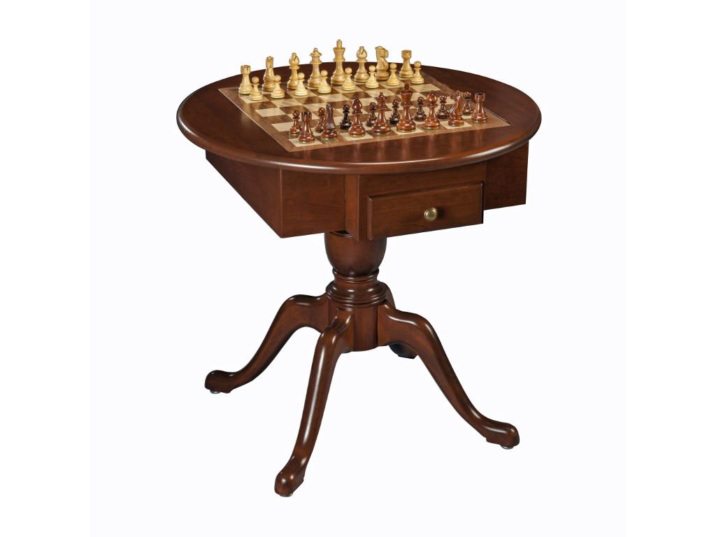 Round Chess/Checker/Backgammon Table - Cherry Wood - Staunton Chess