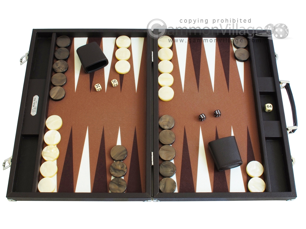 Hector Saxe Leatherette Backgammon Set - Chocolate