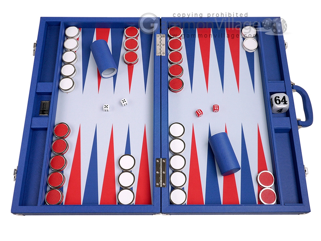 Board Game Tournament Size Backgammon Set with Metal Checkers 1,75" 