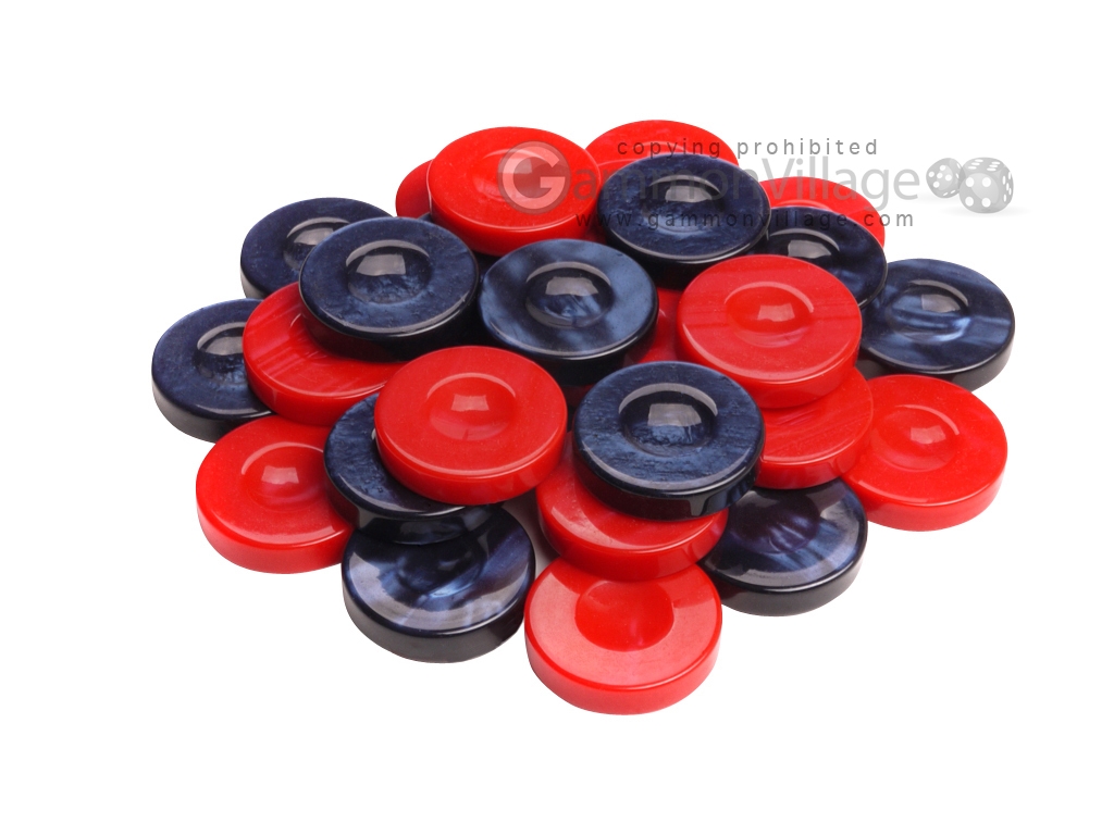 High-Gloss Acrylic Checkers - Blue/Red - Set of 30 - 1-1/2 in. Dia.