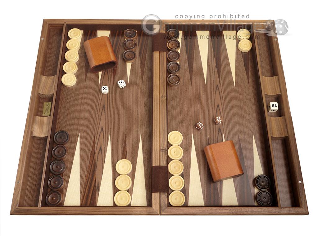 19-inch Wood Backgammon Set - Walnut Inlay