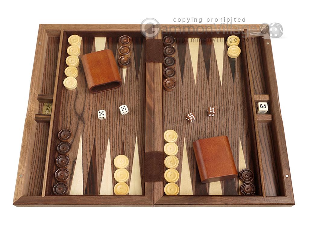 15-in Wood Veneer Backgammon Set By Orion Woodcraft – Diamond Inlay