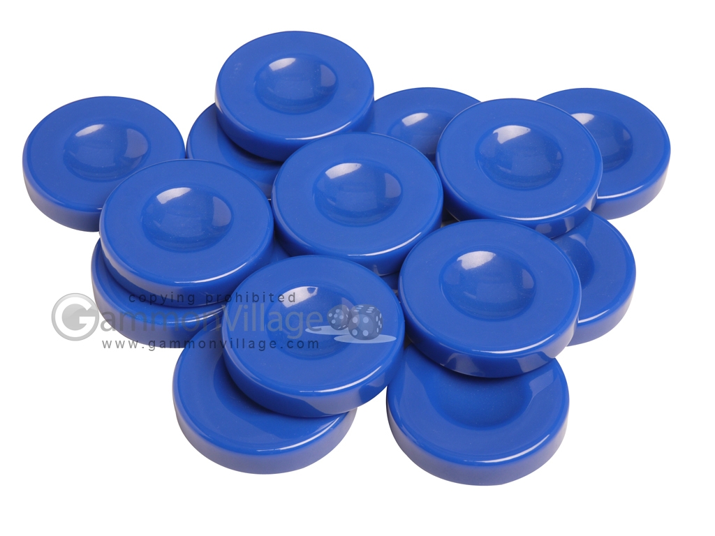 Opaque Royal Blue Finger Dish Checkers - Set of 15 - 1-3/4 in. Dia.