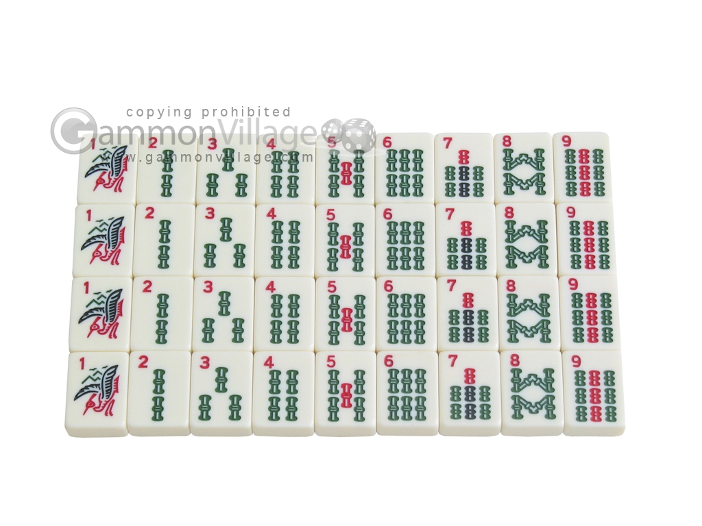 White Swan Mahjong Set - Black - Classic Pusher Arms - Ivory Tiles