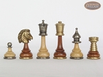 Champion Brass Staunton Chessmen with Patterned Italian Leatherette Chess Board