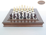 Professional Staunton Maple Chessmen with Italian Alabaster Chess Board with Storage