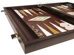 19-inch Wood Backgammon Set - Wenge W/ Dark Brown Leatherette Field