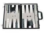 Brybelly Deluxe Backgammon Set with Stitched Black Leatherette Case 15-Inch 