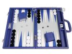 15-inch Velour Backgammon Set By GammonVillage - Blue/White