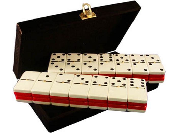 Double Six Dominoes without Spinners in VALVET BOX (Gold) offers