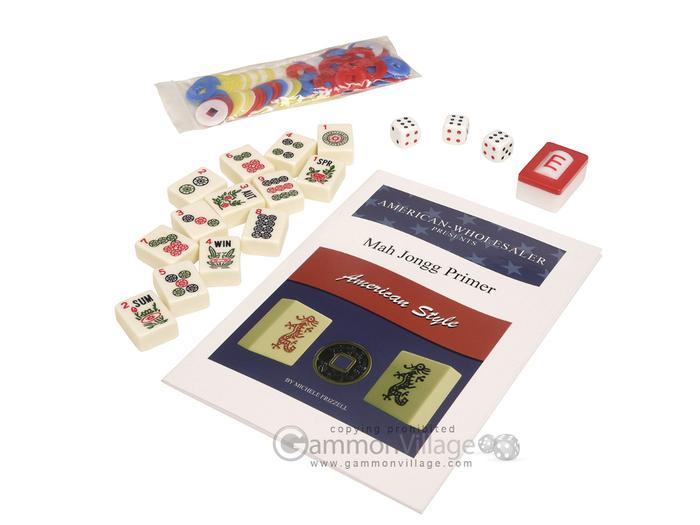 Blue Mahjong Tiles Game Set with Numbers and English Instruction
