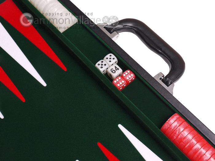 18-inch Leatherette Backgammon Set - Inlaid Velvet Field - Black 