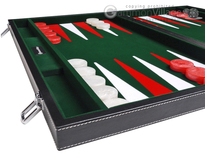 21-inch Leatherette Backgammon Set by GammonVillage - Black/Green