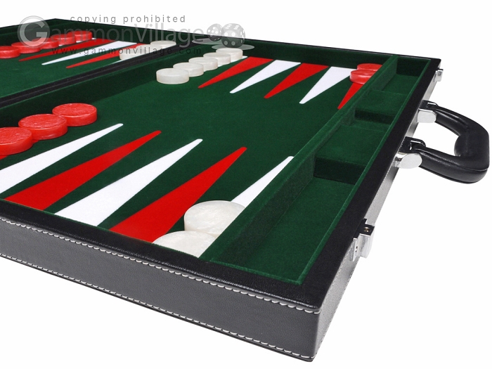 21-inch Leatherette Backgammon Set by GammonVillage - Black/Green