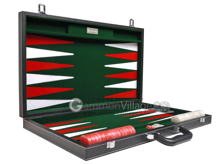 21-inch Leatherette Backgammon Set by GammonVillage - Black/Green