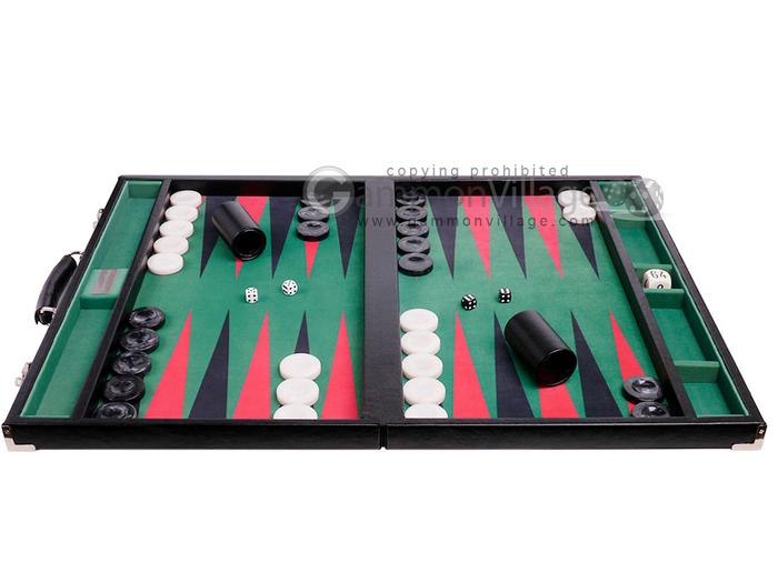 GammonVillage 24-in Backgammon Set w/ 2-in Checkers - Black/Green