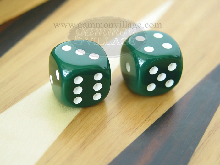 3/8-inch Rounded High Gloss Solid Dice - Green - 1 pair (2 die)