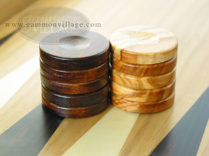 30 Olive wood Backgammon Checkers Chips 1.4 inches High Quality