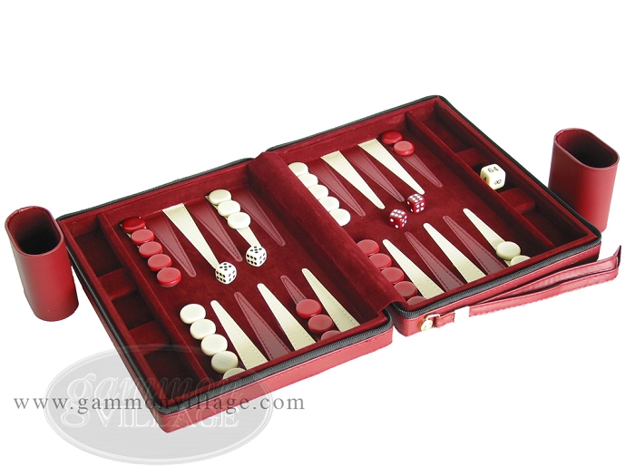 Perfect for Playing in Car TRAVEL Backgammon Set Maroon Airplane Train 