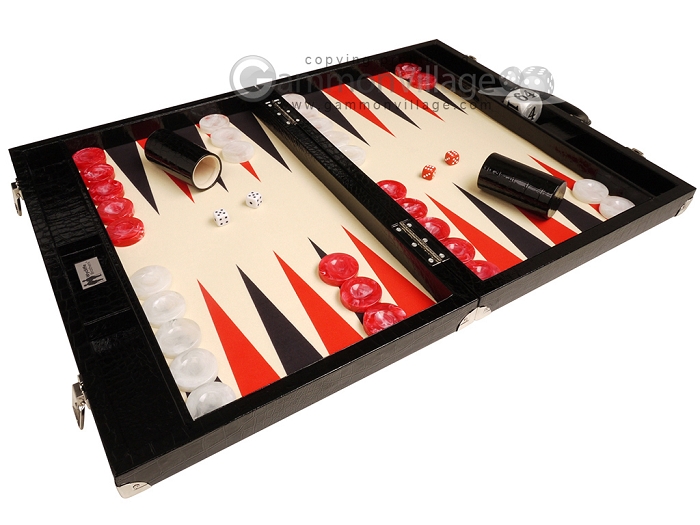 21-inch Tournament Backgammon Set by Wycliffe Brothers – Black/Beige