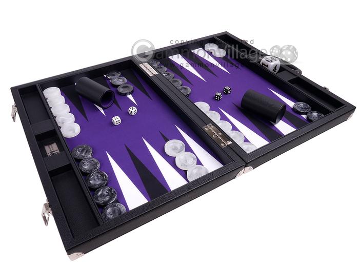 21-inch Tournament Backgammon Set by Wycliffe Brothers – Black/Purple