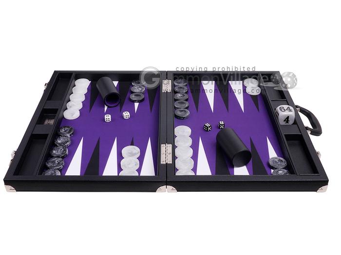 Purple Field Wycliffe Brothers 21" Tournament Backgammon Set Black Case 