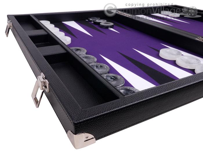 21-inch Tournament Backgammon Set by Wycliffe Brothers – Black/Purple