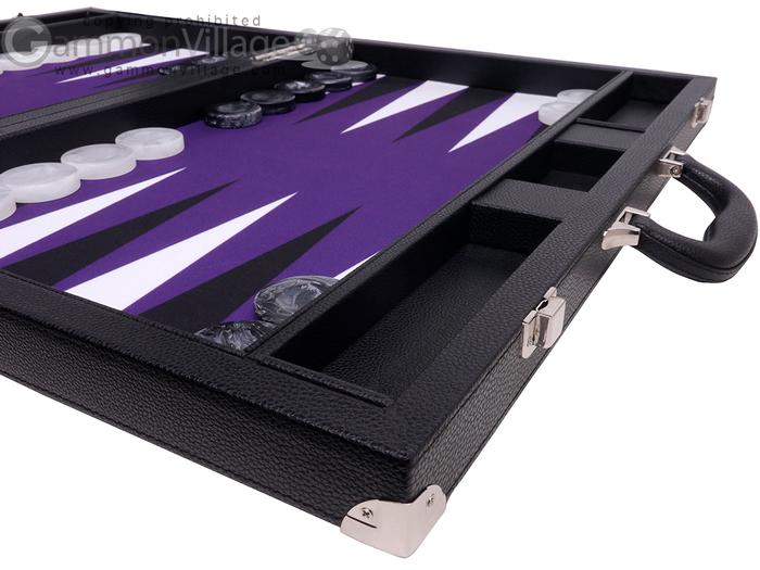 21-inch Tournament Backgammon Set by Wycliffe Brothers – Black/Purple