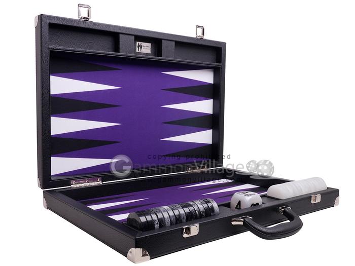 21-inch Tournament Backgammon Set by Wycliffe Brothers – Black/Purple