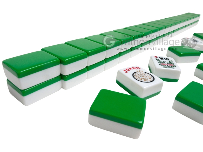 Vintage Mahjong Tiles Plastic Acrylic Dozen Game Tiles Green & 
